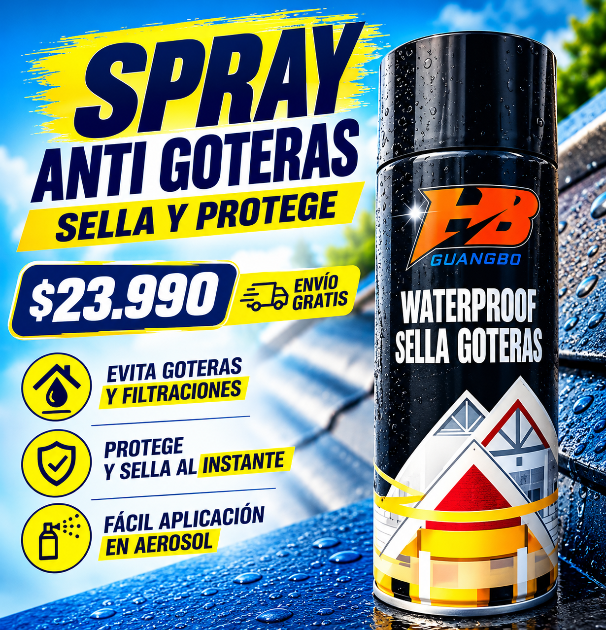 SPRAY ANTI GOTERAS - DETÉN LAS GOTERAS RAPIDAMENTE
