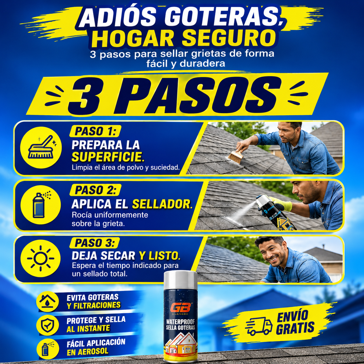 SPRAY ANTI GOTERAS - DETÉN LAS GOTERAS RAPIDAMENTE